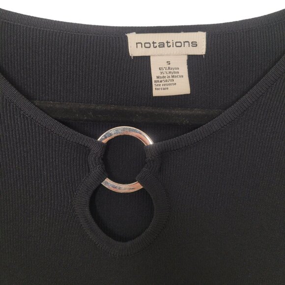 90s/00s Vintage Notations Black Long Sleeve Scoop Neck Rib Knit Top size small - Picture 2 of 4